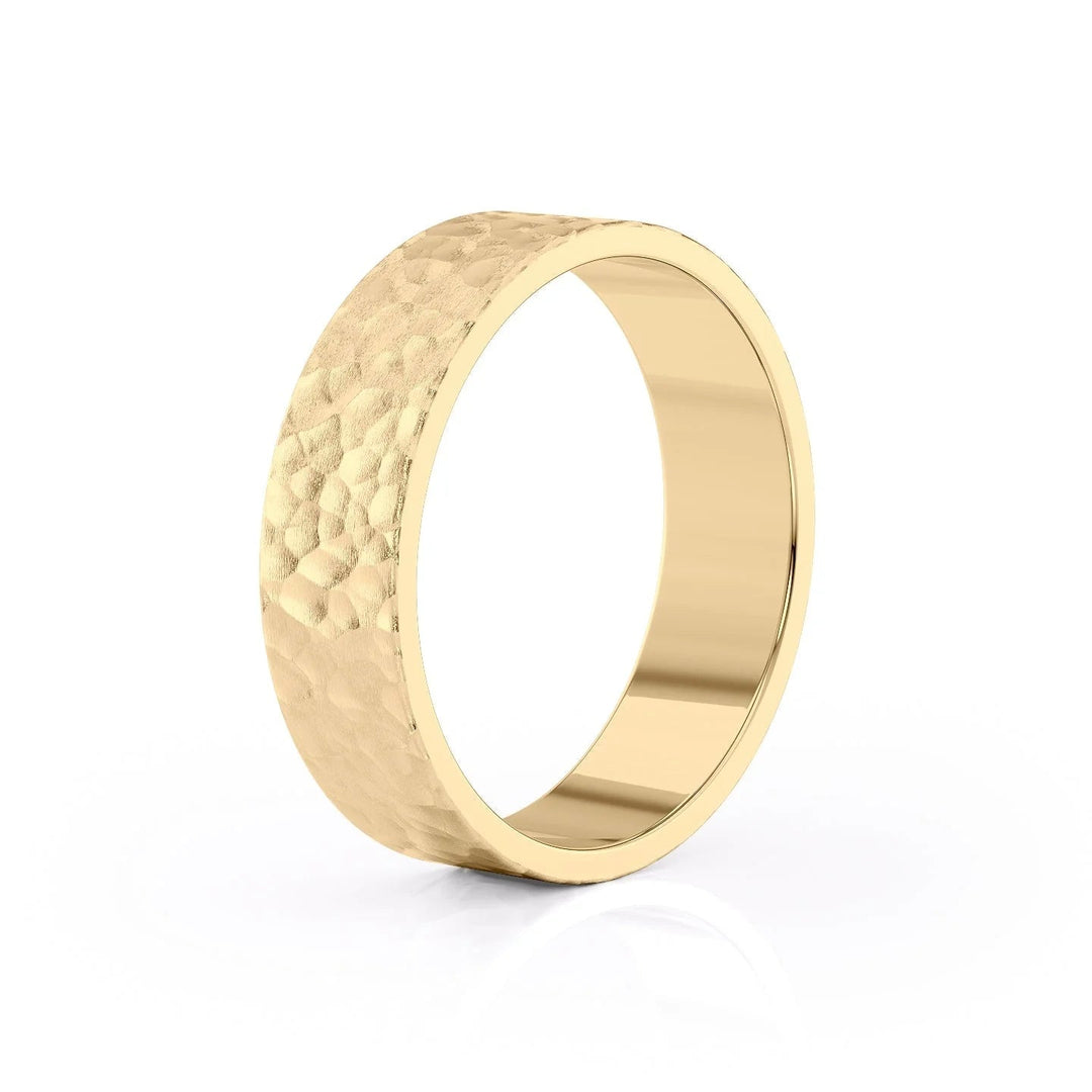 The Liam Wedding Bands Hammered 14K Gold#material_14k-gold