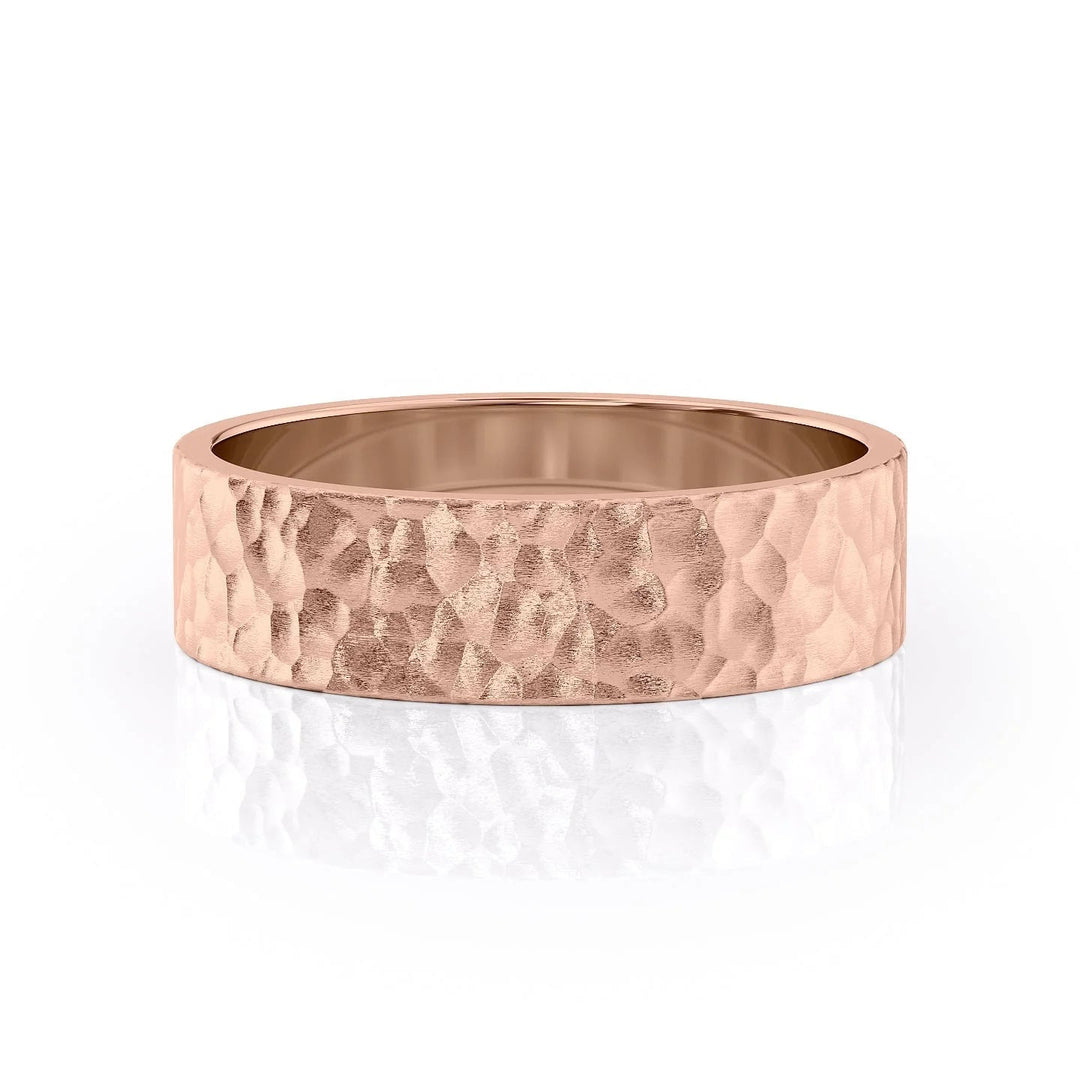 The Liam Wedding Bands Hammered 14K Rose#material_14k-rose