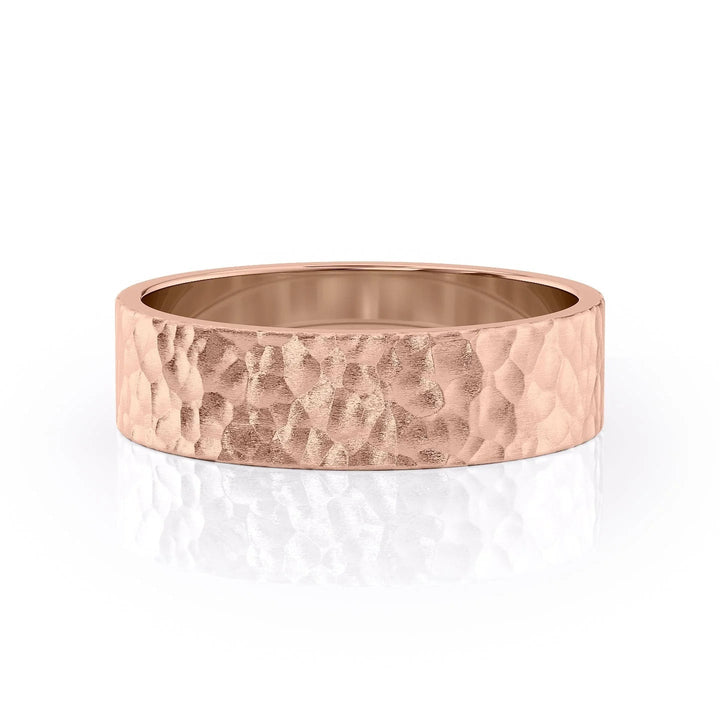 The Liam Wedding Bands Hammered 14K Rose#material_14k-rose