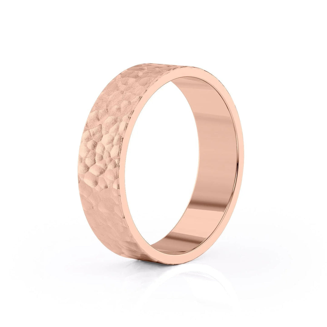 The Liam Wedding Bands Hammered 14K Rose#material_14k-rose