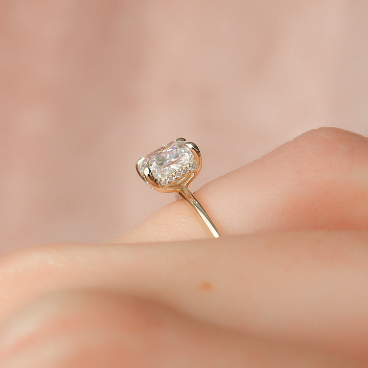 The Liberty Set With Cushion Solitaire Moissanite#material_14k-gold