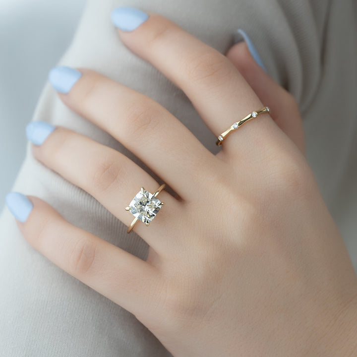 The Liberty Set With Cushion Solitaire Lab Diamond 3 Carat 14K Gold#material_14k-gold