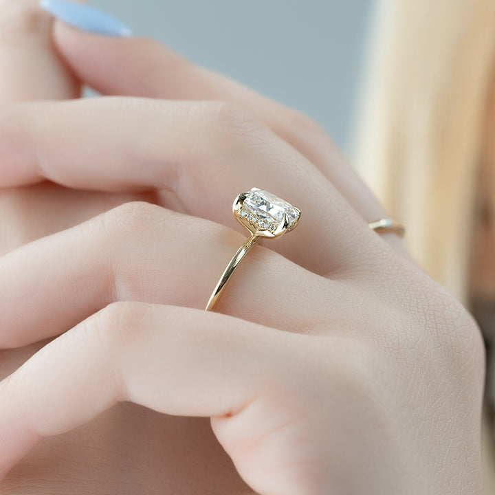 The Liberty Set With Cushion Solitaire Moissanite#material_14k-gold