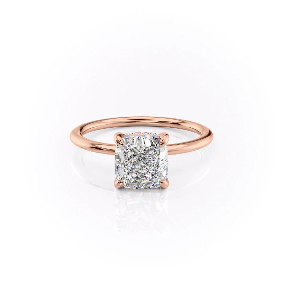 The Liberty Set With Cushion Solitaire Lab Diamond 1 Carat 14K Rose#material_14k-rose