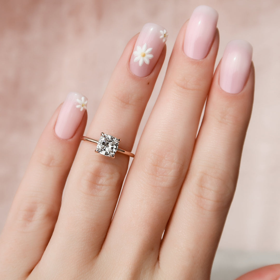 The Liberty Set With Cushion Solitaire Lab Diamond 2 Carat 14K Rose#material_14k-rose