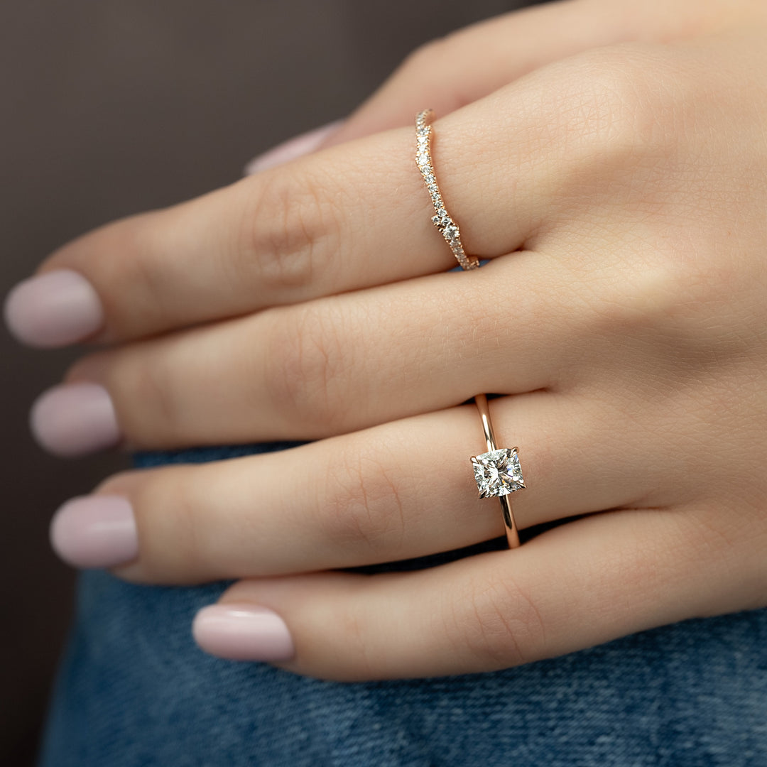 The Liberty Set With Cushion Solitaire Lab Diamond 3 Carat 14K Rose#material_14k-rose