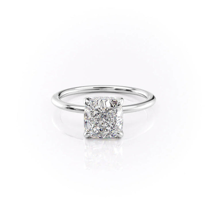 The Liberty Set With Cushion Solitaire Lab Diamond 1 Carat 14K White#material_14k-white