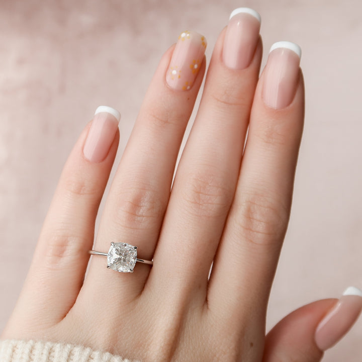 The Liberty Set With Cushion Solitaire Moissanite#material_14k-white