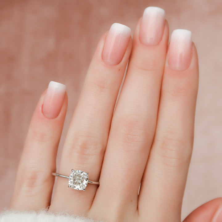 The Liberty Set With Cushion Solitaire Moissanite#material_14k-white