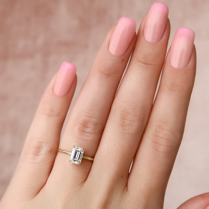 The Liberty Emerald Lab Diamond Moissanite Engagement Ring *Shown with 1.5 ct #material_gold