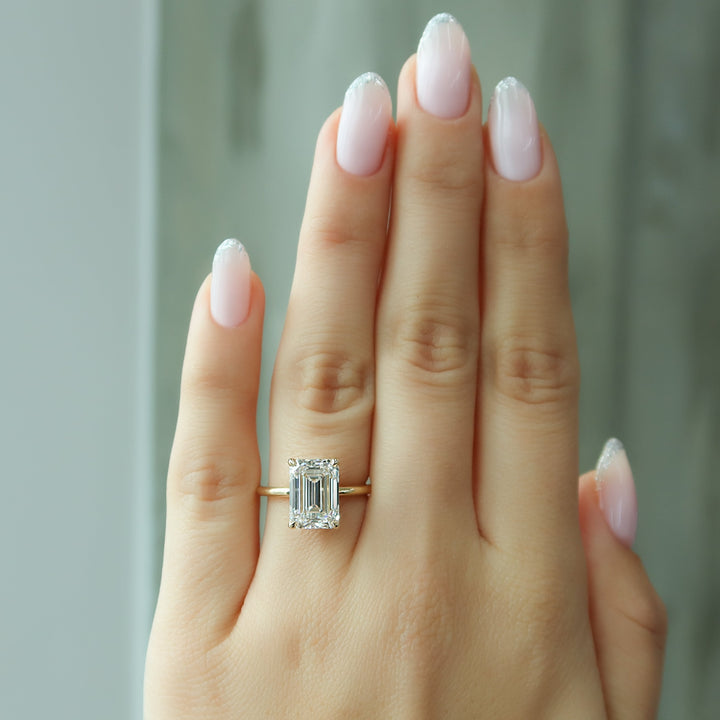 The Liberty Emerald Lab Diamond Moissanite Engagement Ring *Shown with 4 ct #material_gold