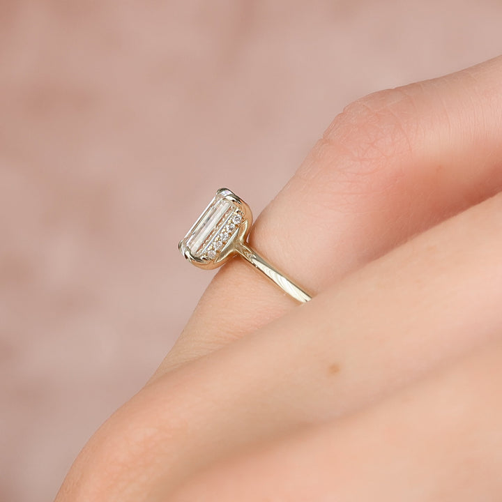 The Liberty Emerald Lab Diamond Moissanite Engagement Ring *Shown with 1.5 ct #material_gold