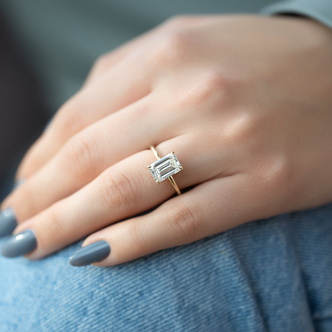 The Liberty Emerald Lab Diamond Moissanite Engagement Ring