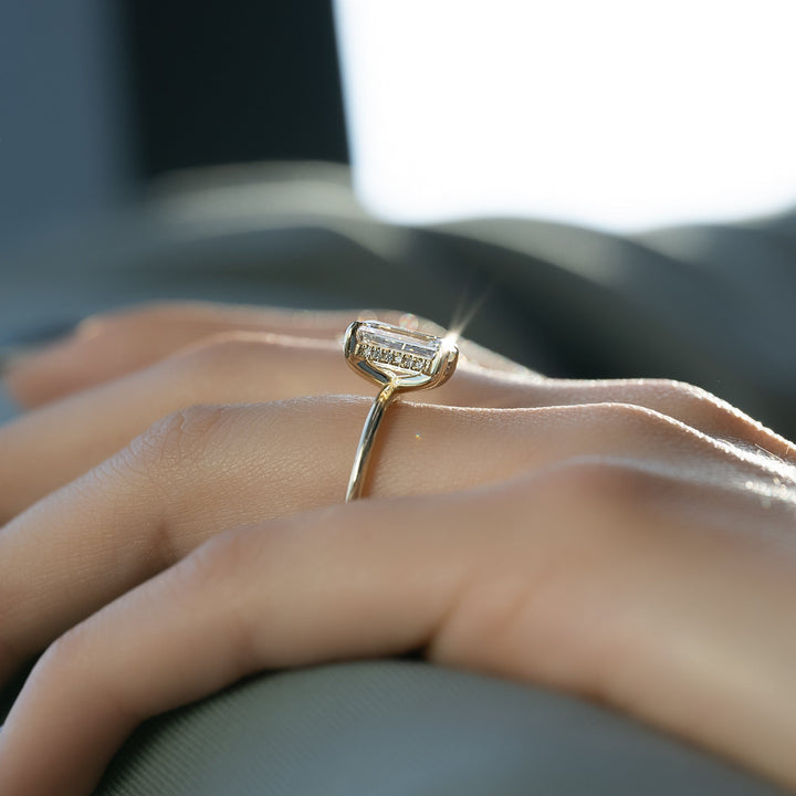 The Liberty Emerald Lab Diamond Moissanite Engagement Ring *Shown with 2.5 ct #material_gold