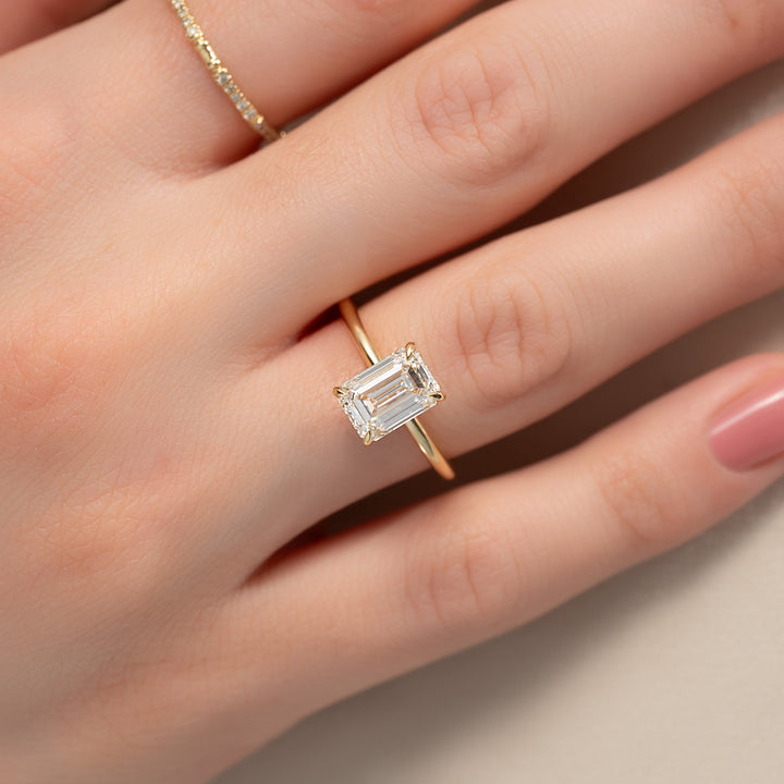The Liberty Emerald Lab Diamond Moissanite Engagement Ring *Shown with 2 ct #material_gold