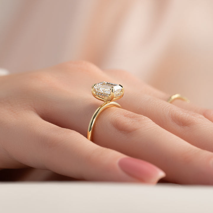 The Liberty Emerald Lab Diamond Moissanite Engagement Ring *Shown with 2 ct #material_gold