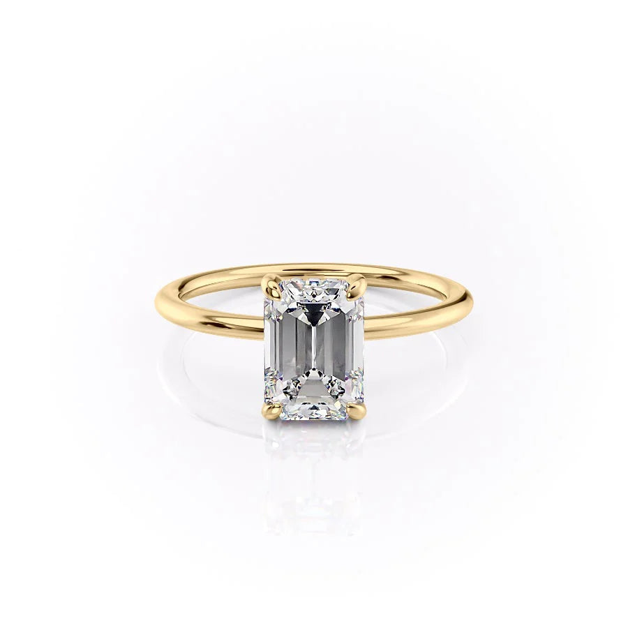 The Liberty Set With Emerald Solitaire Lab Diamond 1 Carat 14K Gold#material_gold