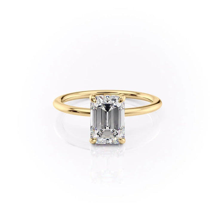 The Liberty Set With Emerald Solitaire Lab Diamond 1 Carat 14K Gold#material_gold
