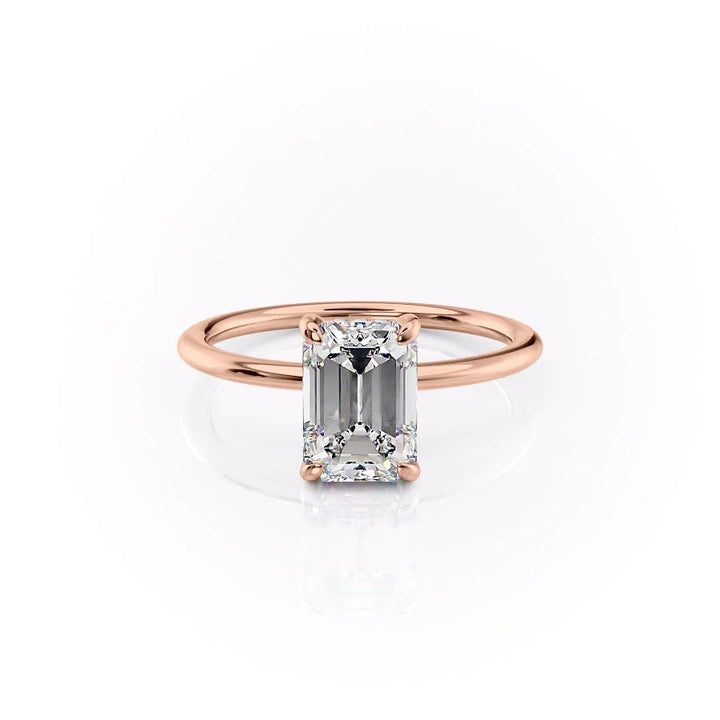 The Liberty Set With Emerald Solitaire Lab Diamond 1 Carat 14K Rose#material_rose
