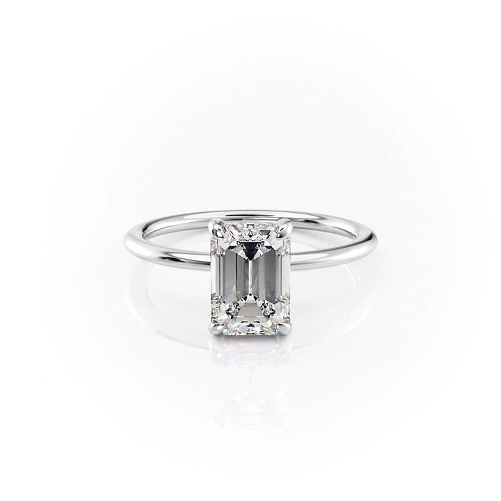 The Liberty Set With Emerald Solitaire Lab Diamond 1 Carat 14K White#material_white