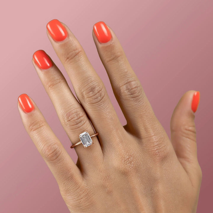The Liberty Emerald Lab Diamond Moissanite Engagement Ring *Shown with 2 ct #material_rose