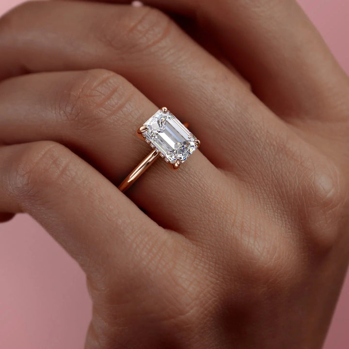 The Liberty Emerald Lab Diamond Moissanite Engagement Ring *Shown with 2 ct #material_rose
