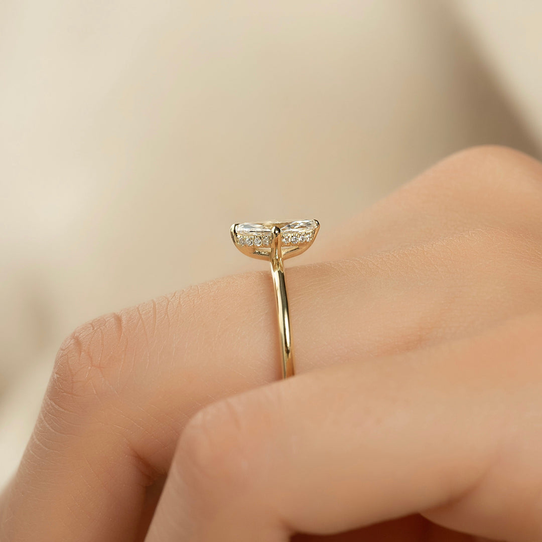 The Liberty Set With Marquise Solitaire Lab Diamond 2.5 Carat 14K Gold#material_14k-gold