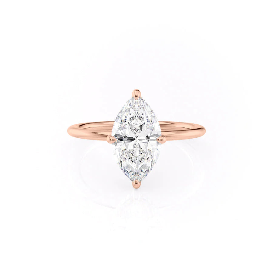 The Liberty Set With Marquise Solitaire Lab Diamond 1 Carat 14K Rose#material_14k-rose