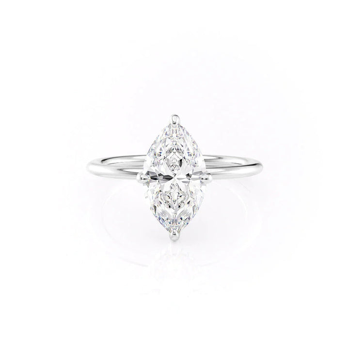 The Liberty Set With Marquise Solitaire Lab Diamond 1 Carat 14K White#material_14k-white