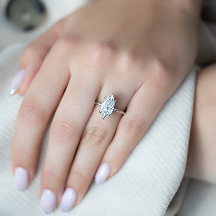 The Liberty Set With Marquise Solitaire Lab Diamond 2 Carat 14K White#material_14k-white