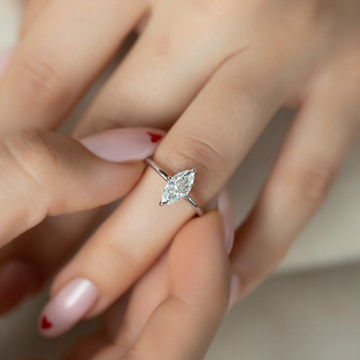 The Liberty Set With Marquise Solitaire Lab Diamond 2 Carat 14K White#material_14k-white