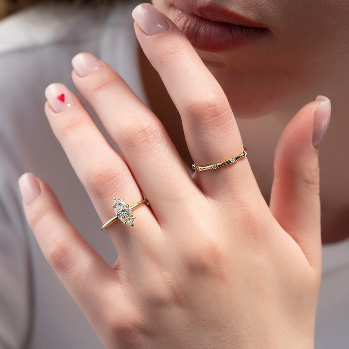 The Liberty Set With Marquise Solitaire Lab Diamond 2 Carat 14K Gold#material_gold