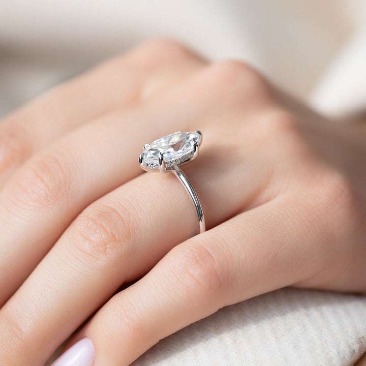 The Liberty Set With Marquise Solitaire Lab Diamond 3 Carat 14K White#material_white