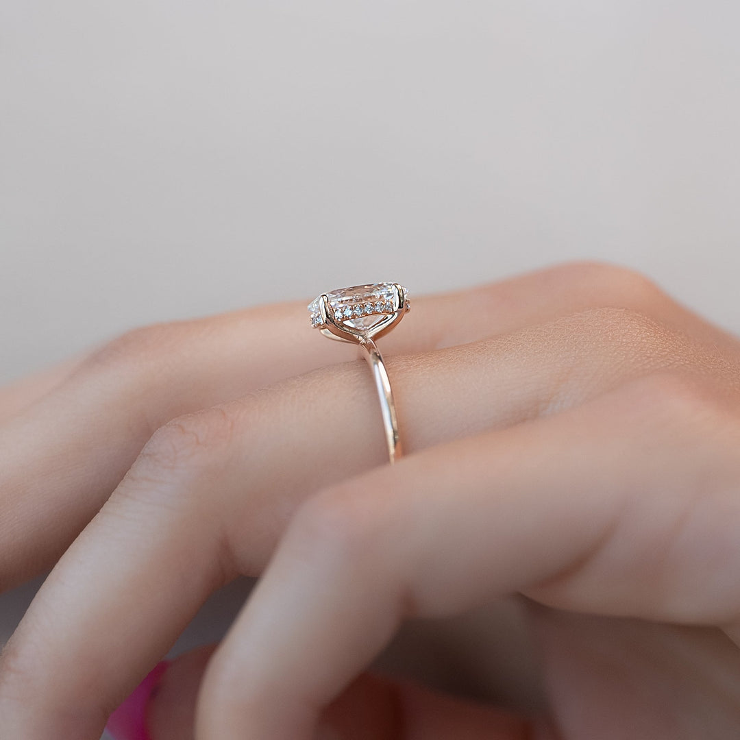 The Liberty Set With Oval Solitaire Lab Diamond 2.5 Carat 14K Rose#material_14k-rose