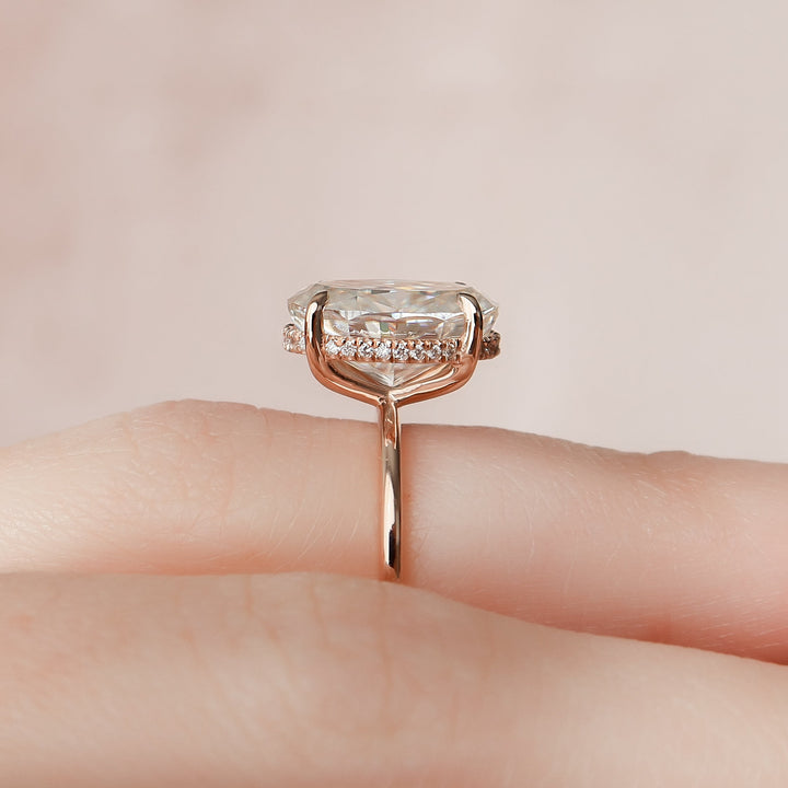 The Liberty Set With Oval Solitaire Lab Diamond 1 Carat 14K Rose#material_14k-rose