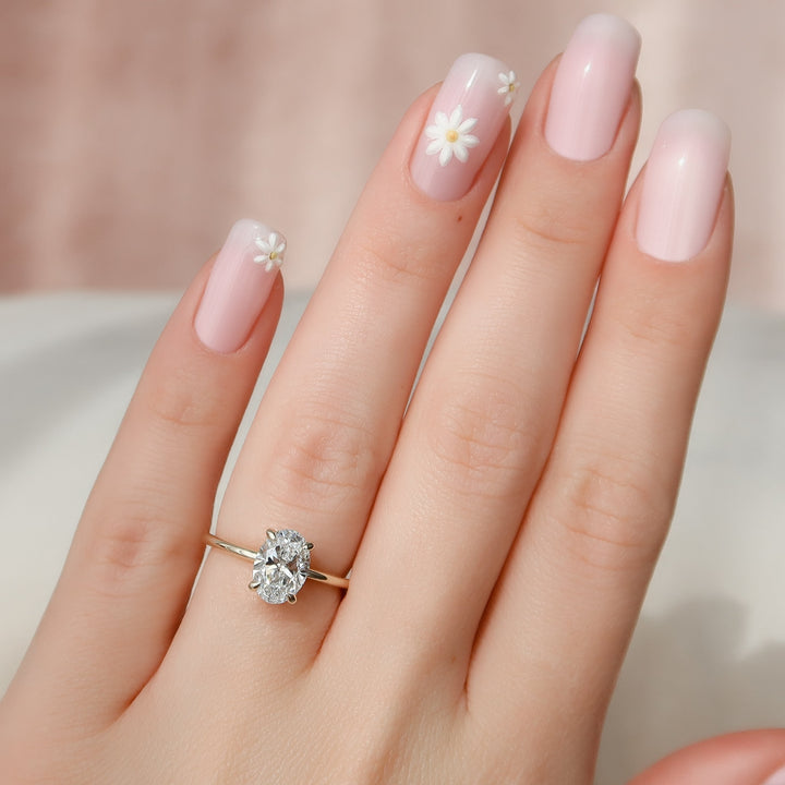The Liberty Oval Lab Diamond Moissanite Engagement Ring *Shown with 1.5 ct #material_gold