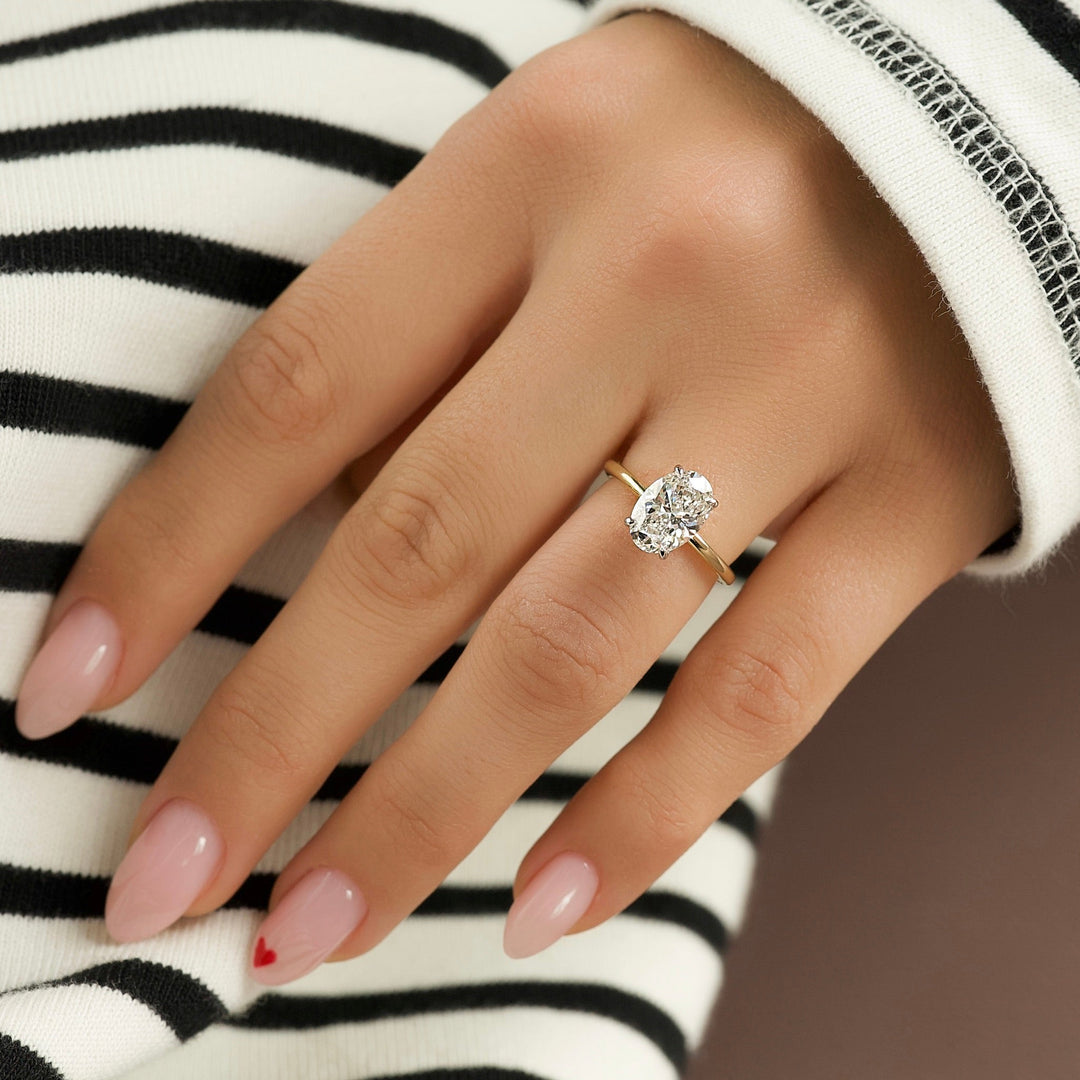 The Liberty Oval Lab Diamond Moissanite Engagement Ring