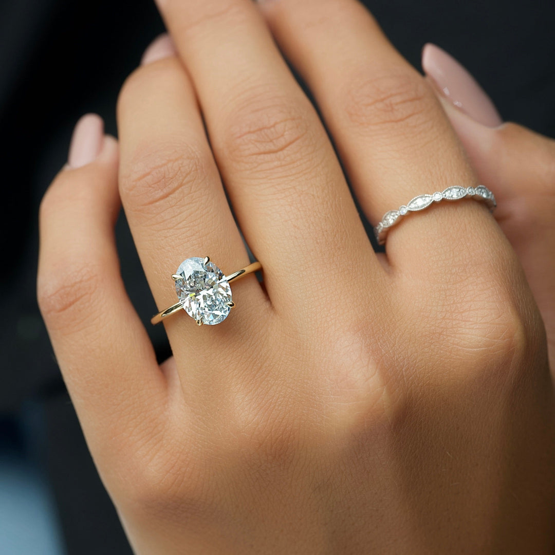 The Liberty Oval Lab Diamond Moissanite Engagement Ring