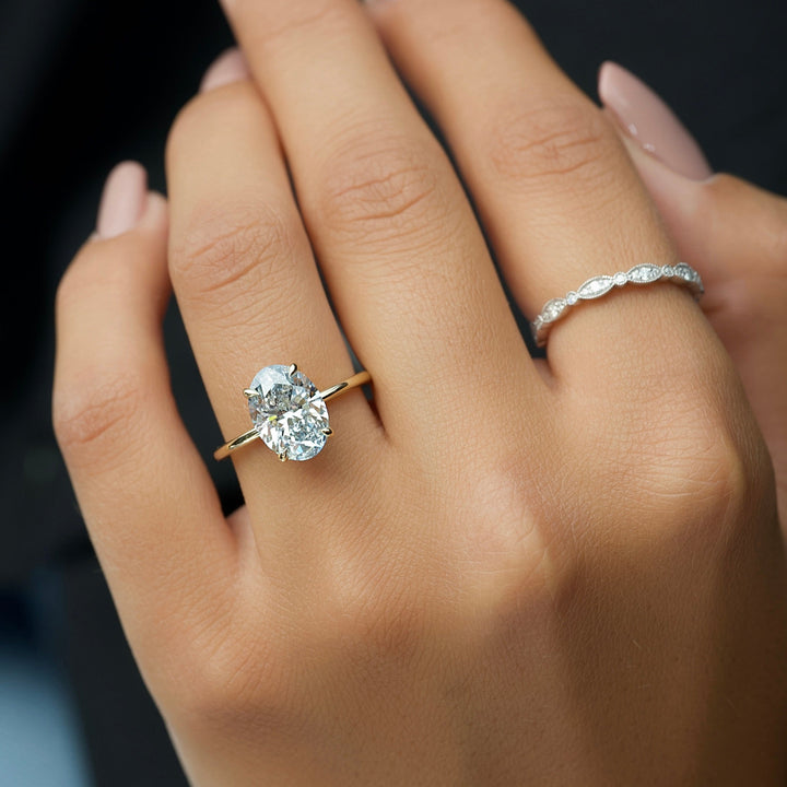 The Liberty Oval Lab Diamond Moissanite Engagement Ring *Shown with 3 ct #material_gold