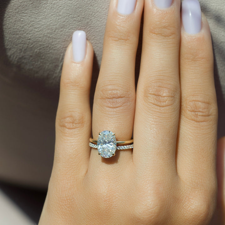 The Liberty Oval Lab Diamond Moissanite Engagement Ring *Shown with 3 ct #material_gold
