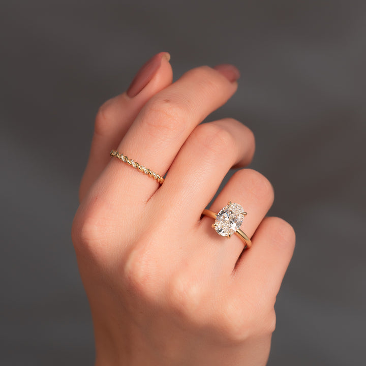 The Liberty Oval Lab Diamond Moissanite Engagement Ring *Shown with 3 ct #material_gold