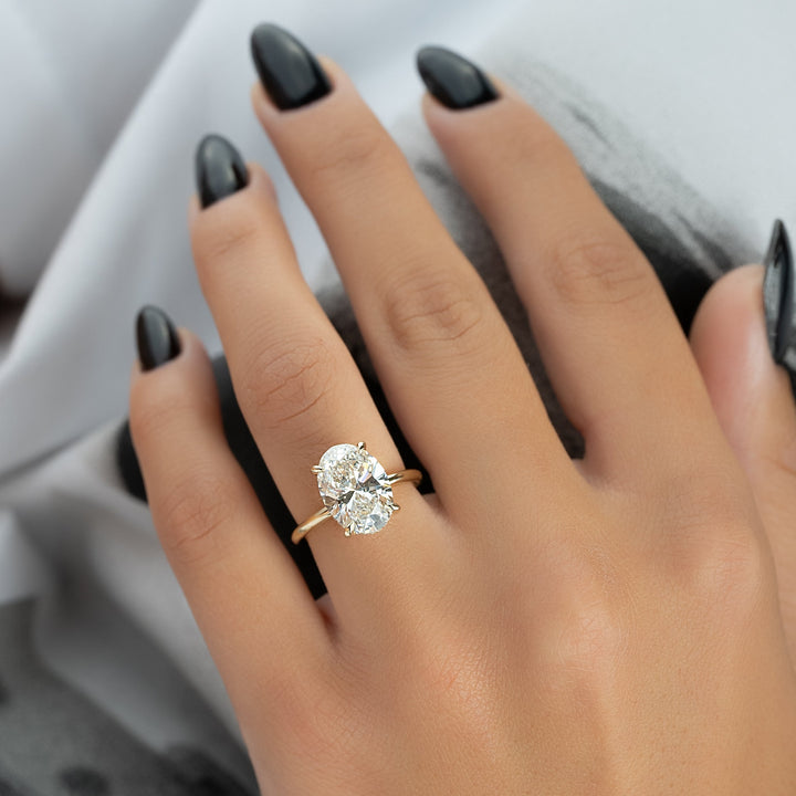 The Liberty Oval Lab Diamond Moissanite Engagement Ring *Shown with 4 ct #material_gold