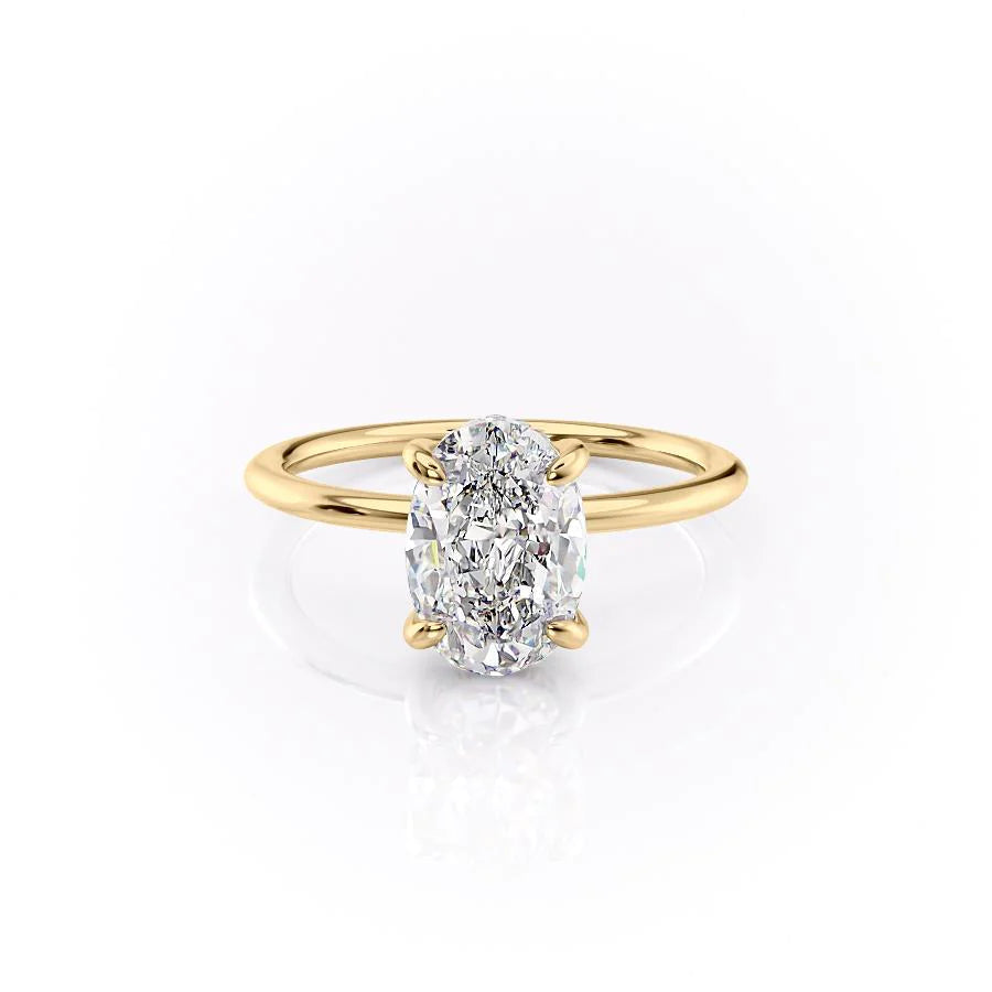 The Liberty Set With Oval Solitaire Lab Diamond 1 Carat 14K Gold#material_gold