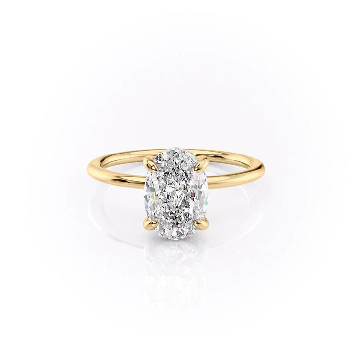 The Liberty Set With Oval Solitaire Lab Diamond 1 Carat 14K Gold#material_gold