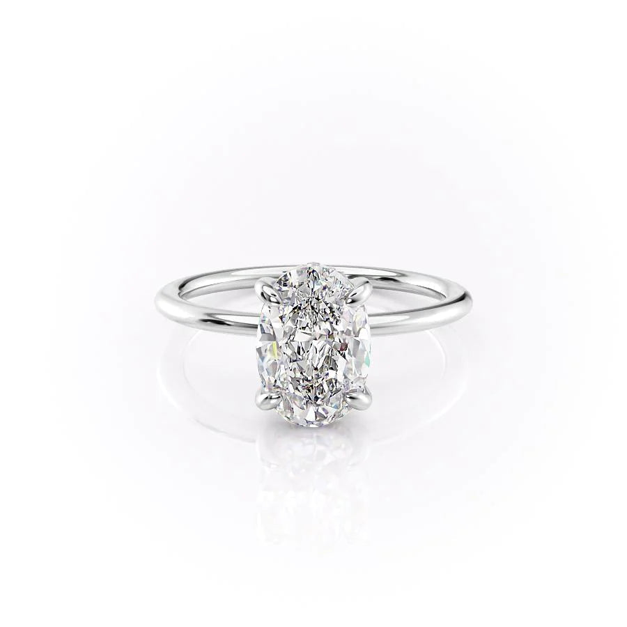The Liberty Set With Oval Solitaire Lab Diamond 1 Carat 14K White#material_white