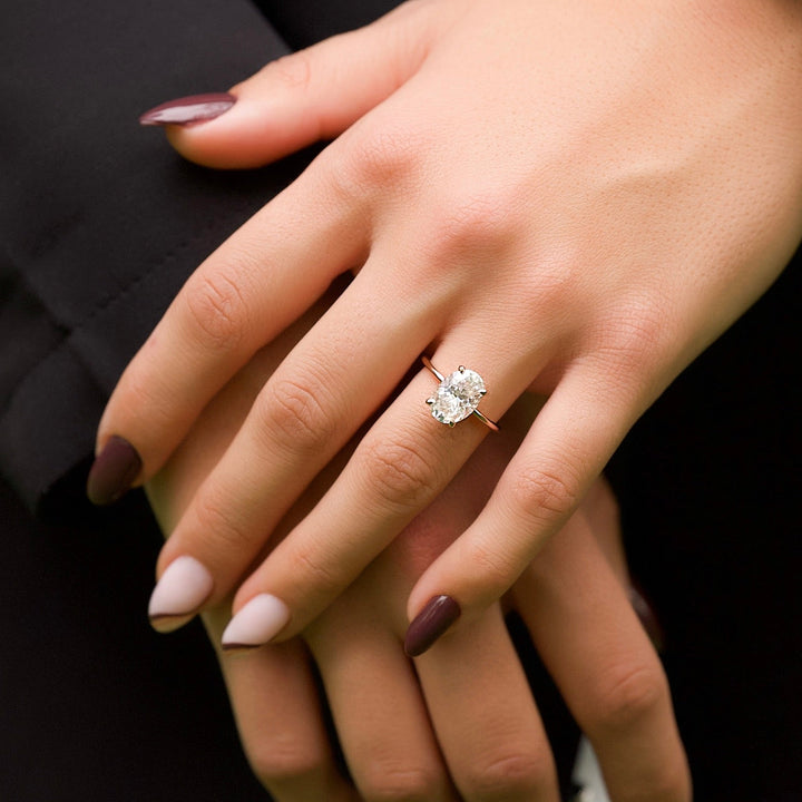 The Liberty Oval Lab Diamond Moissanite Engagement Ring *Shown with 3 ct #material_rose