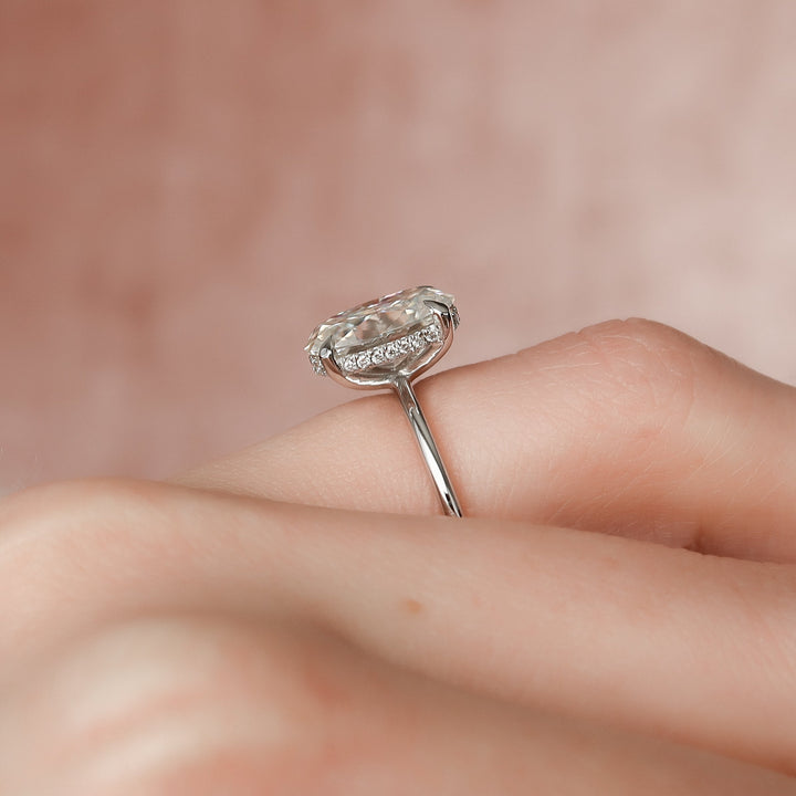 The Liberty Oval Lab Diamond Moissanite Engagement Ring *Shown with 3 ct #material_white