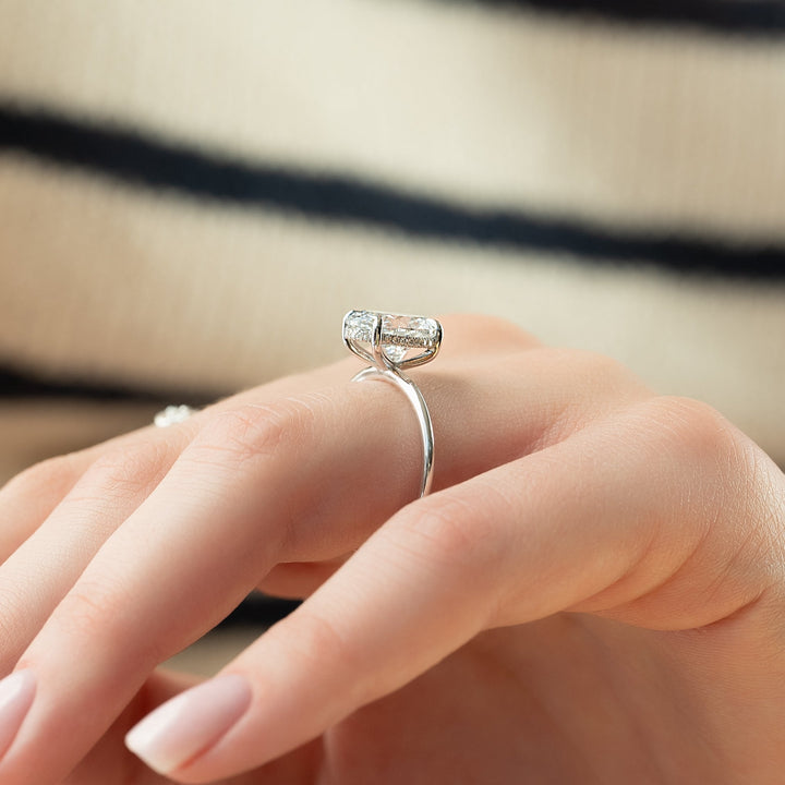 The Liberty Oval Lab Diamond Moissanite Engagement Ring *Shown with 4 ct #material_white