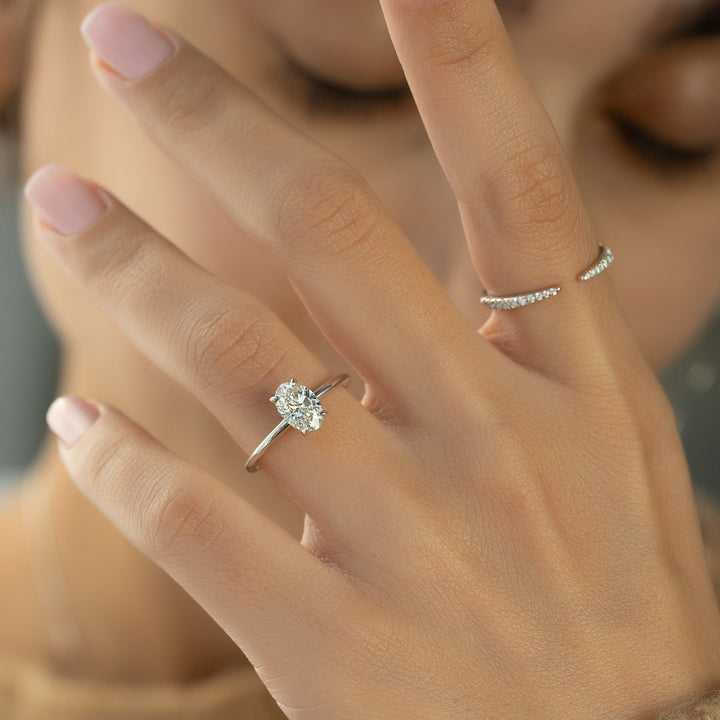 The Liberty Oval Lab Diamond Moissanite Engagement Ring *Shown with 1 ct #material_white
