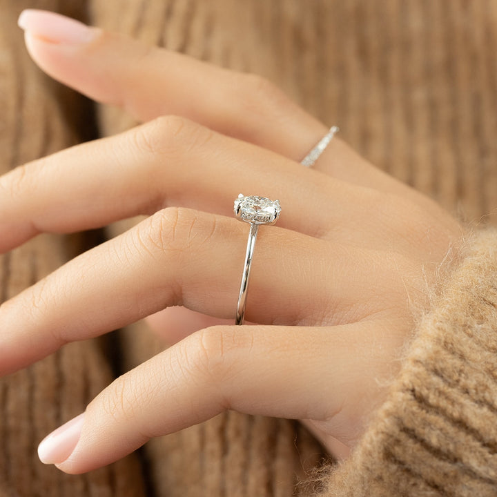 The Liberty Oval Lab Diamond Moissanite Engagement Ring *Shown with 1 ct #material_white